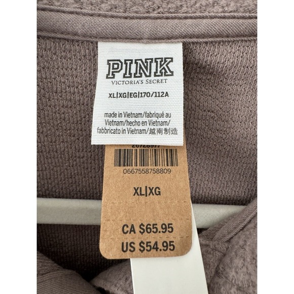 VICTORIA'S SECRET PINK REVERSE FLEECE CROPPED POLO SWEATSHIRT. SZ XL NWT Blush - Picture 5 of 11